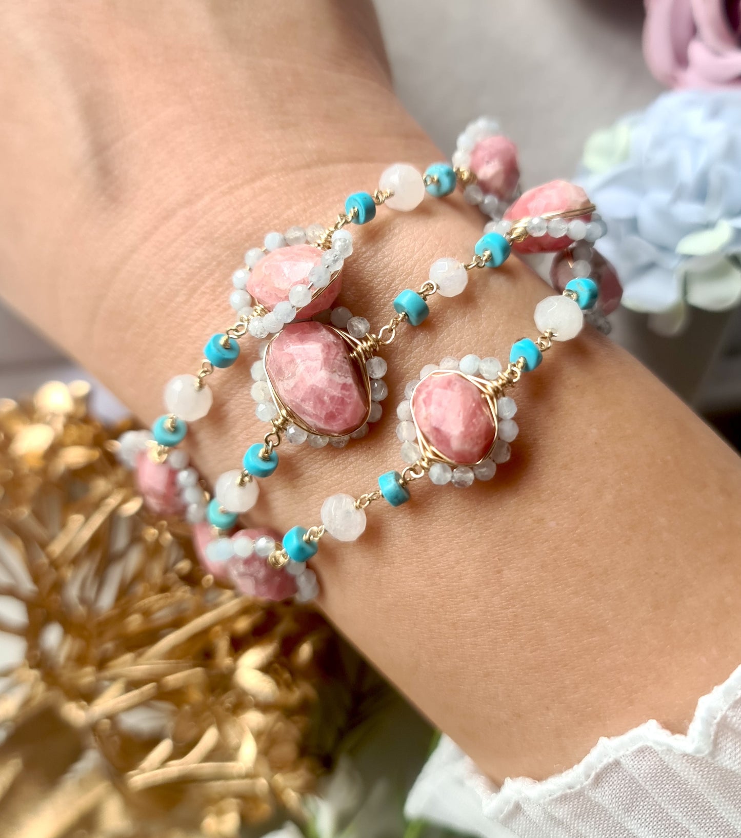 Rhodochrosite Multi Layer Bracelet-BT276