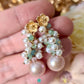 10-11mm Golden Peach Round Edison Pearls with Aquamarine and White Freshwater Pearls-EG437