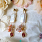White Rectangle Freshwater Pearls with Dangles and Detachable Pink Tourmaline-EG451