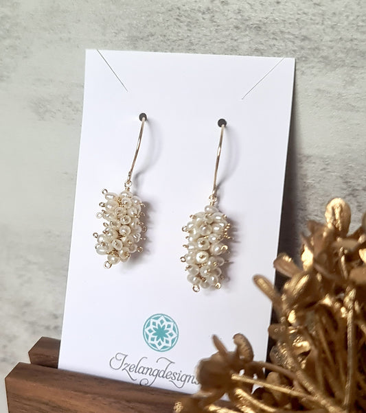 White Pearls Spiky Earring-EG457