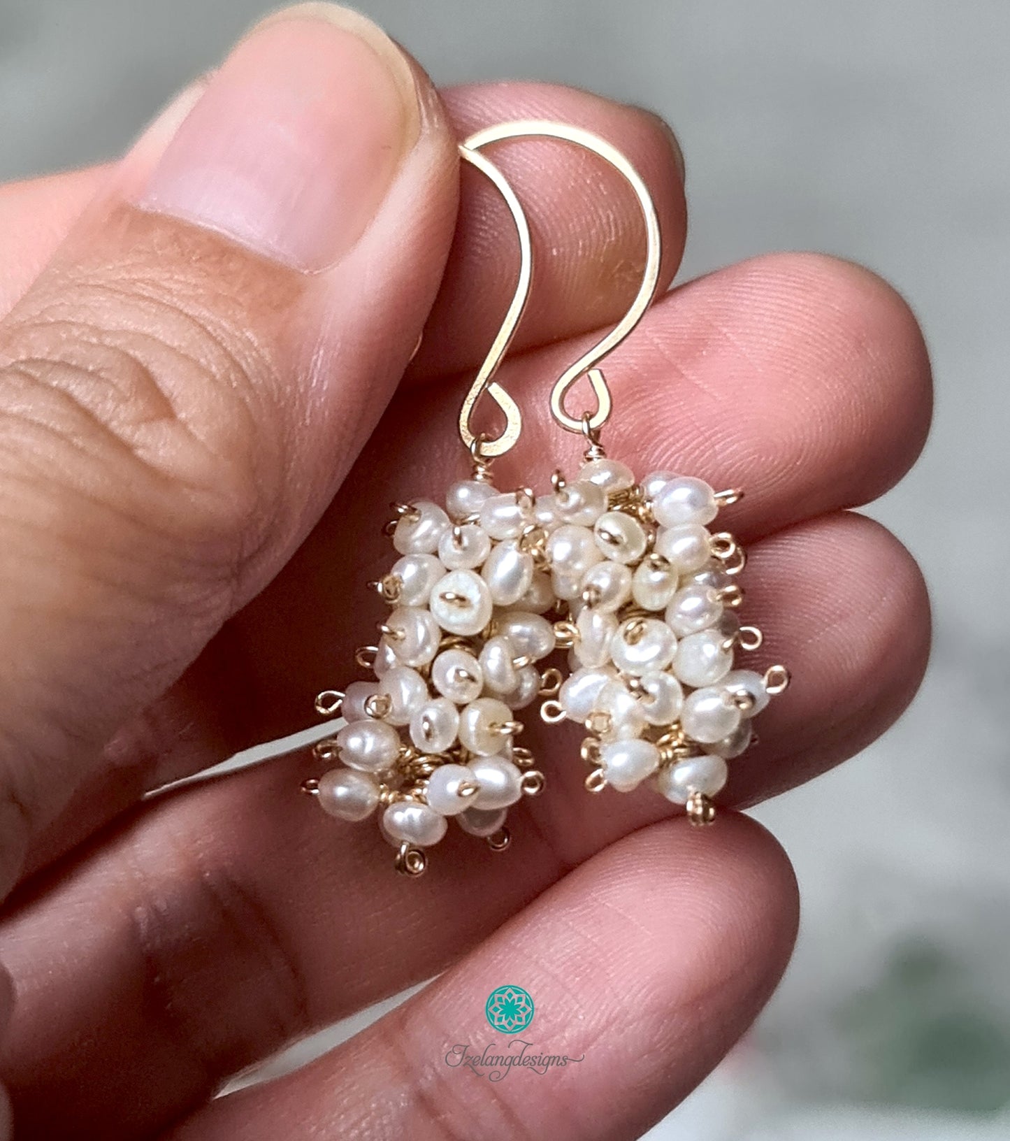 White Pearls Spiky Earring Dangle - EG457