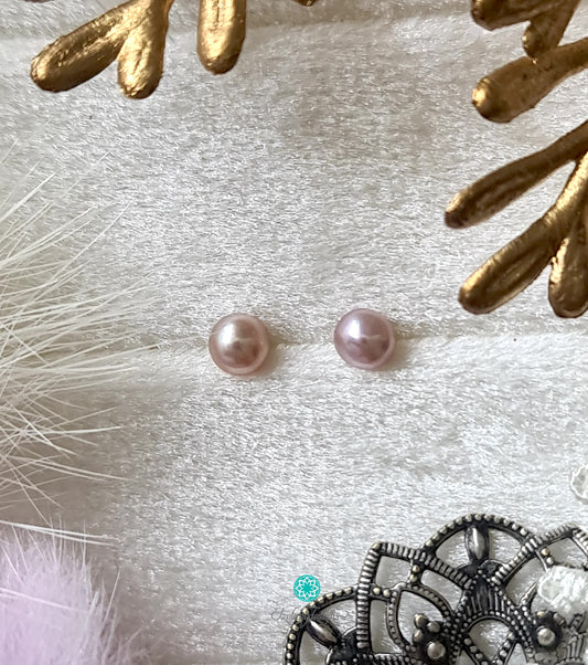 3mm Purple Button Freshwater Pearls with 925 Sterling Silver-EGM023