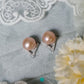 Pearl Stud in CZ V Style with 8-9mm Purple Freshwater Button Pearls-EGM130