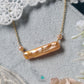 Orange Pink Fresh Water Pearl Single Bar Rectangle Pearl Pendant Necklace-NE356