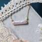 White Fresh Water Pearl Rectangle Single Bar Pendant Necklace-NE357