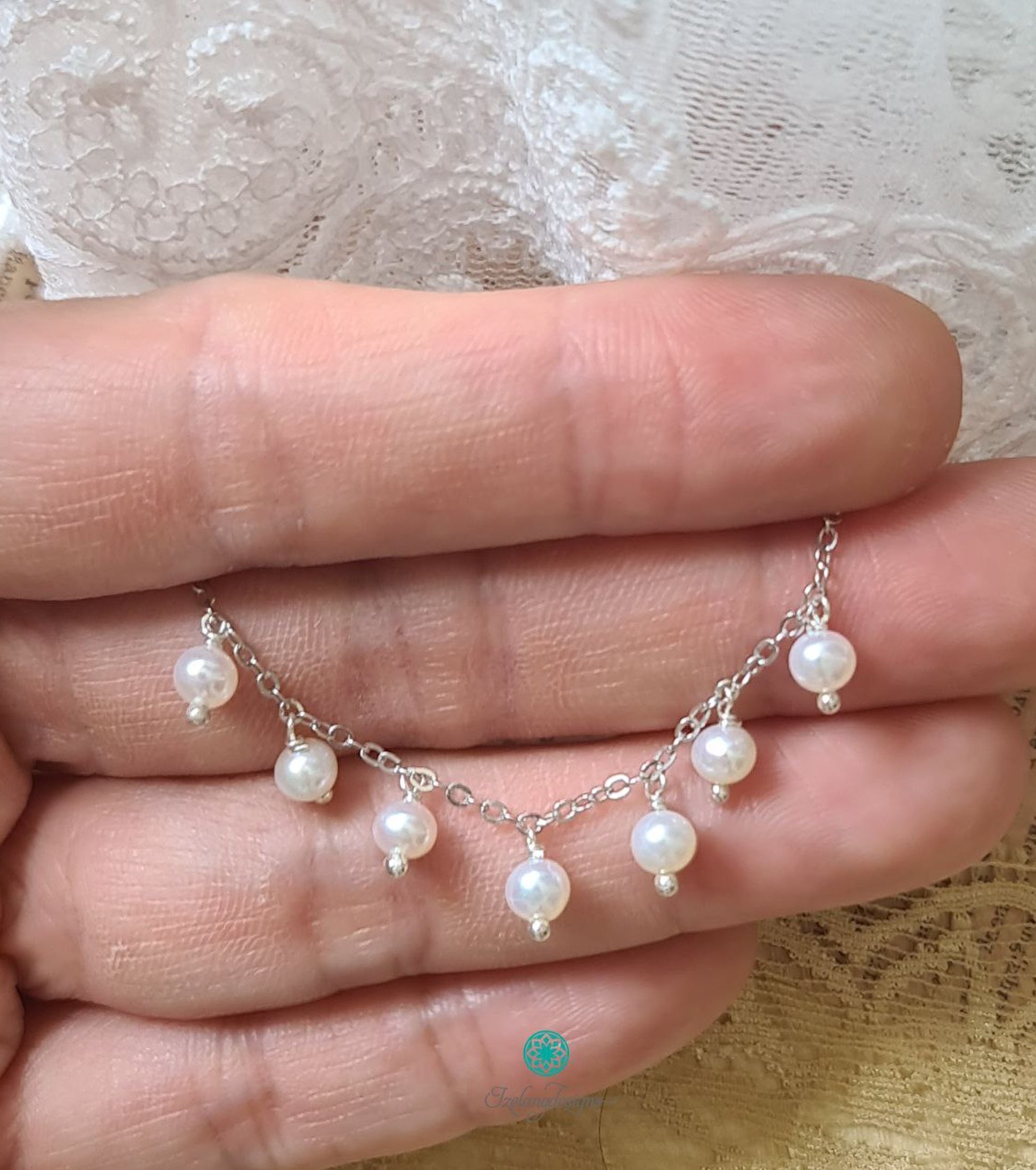 4-4.5mm White Freshwater Pearls Dangles Necklace-NE363
