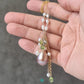 Purple Edison Pearl Focal with Peridot and Freshwater Pearls -NE367
