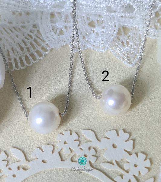 10-11mm White Edison Pearl Necklace in 925 Sterling Silver-NEM012