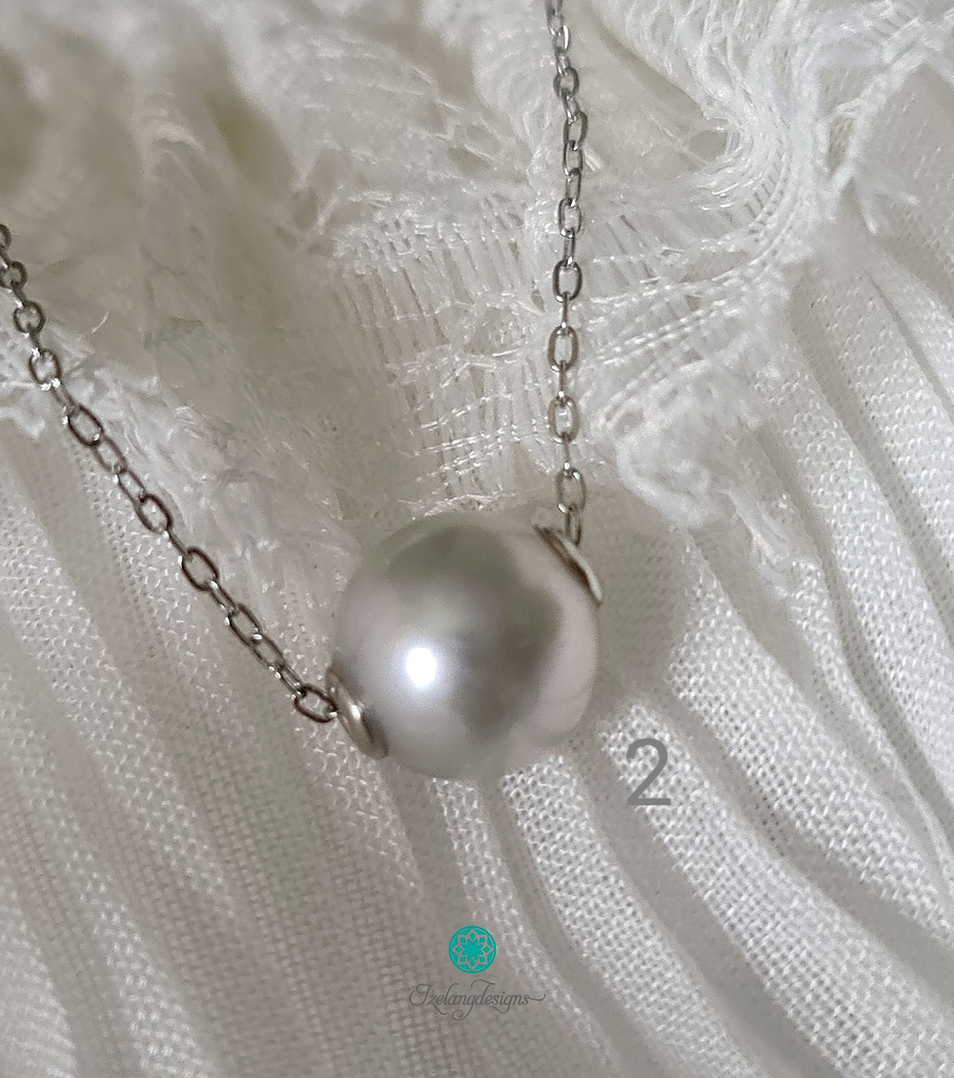 9-10mm Blue Silver Akoya Pearls in 925 Sterling Silver Chain-NEM014