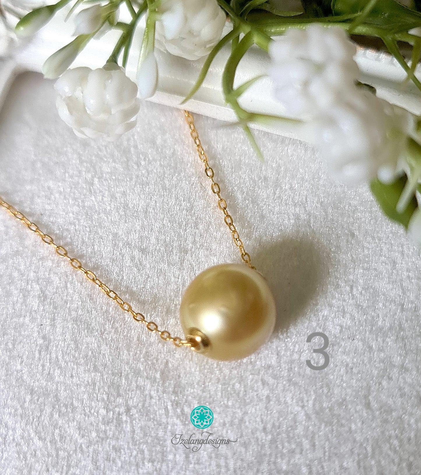 11-12mm Golden South Sea Pearls in 925 Sterling Silver gold plated Chain-NEM015