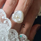 13-15mm Keshi Pearls with 4-5mm Round White Freshwater Pearls in FS Ring-RGM012