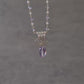 Pink Amethyst Oval Pendant with Trio Diamond Shaped Frame Necklace-NE366