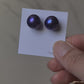 12-13mm Electric Blue Purple Edison Pearl Round Stud Earring-EGM077