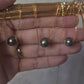 9-10mm Round Black Tahitian Pearl Necklace in 925 Sterling Silver Chain gold plated-NEM013