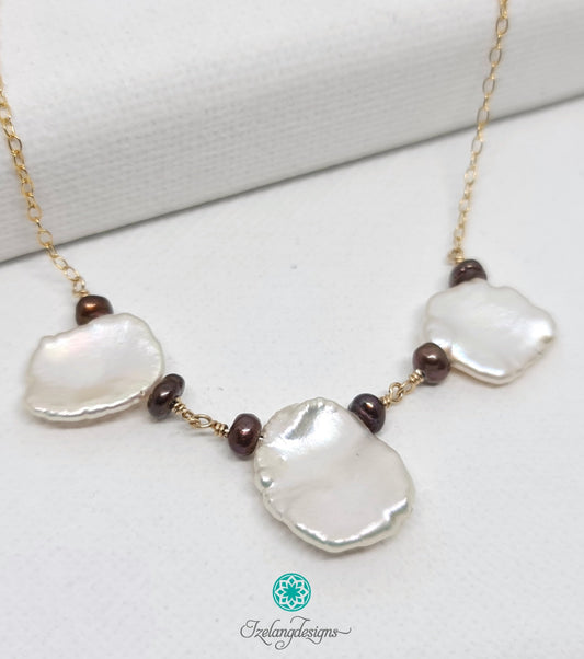 Petal Shaped Freshwater Pearls Petals White Pendant Necklace-NE306