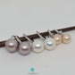 10.1-10.4mm Peach Pink Baroque Round Edison Pearls with 925 Sterling Silver Cubic Zirconia Earhook-EG425