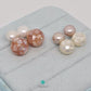 9mm Purple Button Freshwater Pearls with 10mm White Mosaic Round Shell Drop in 925SS-EG428
