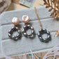 10-12mm Pink Keshi Pearls Stud with 3-4mm Grey Circular Drop Earring and Pendant Necklace Matching Jewelry Set-MS002-NE