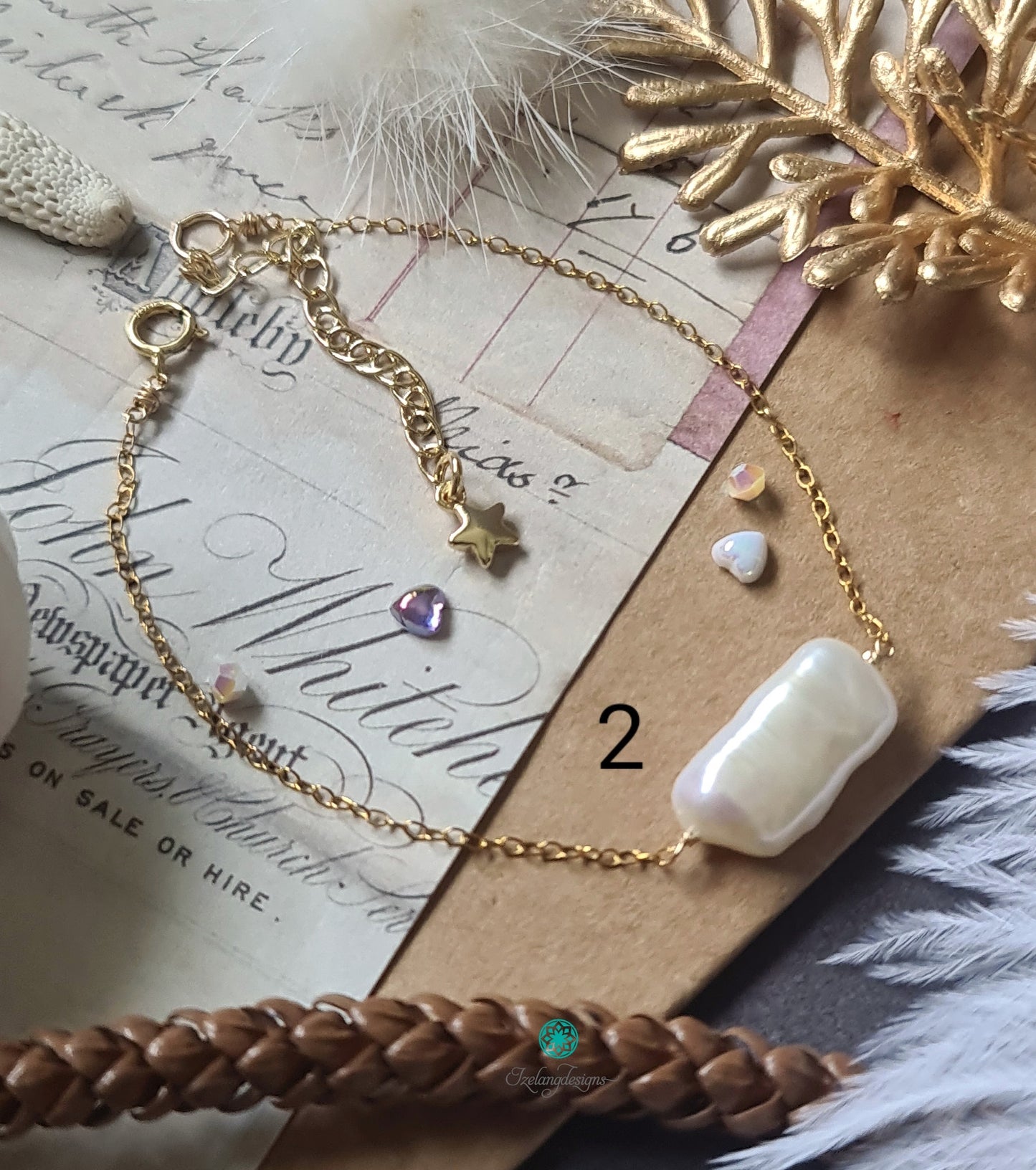 White Single Pearl Chain Bracelet in 14K Gold Filled-BT260