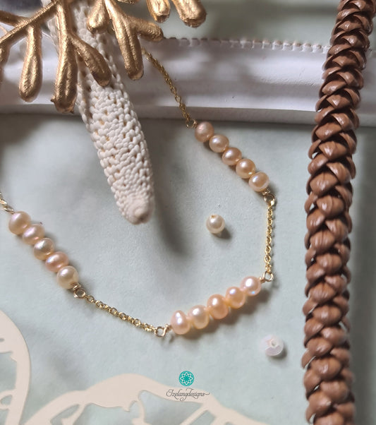 2-3mm Pink Potato Shaped Freshwater Pearls single strand bracelet-BT263