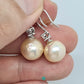 10.1-10.4mm Peach Pink Baroque Round Edison Pearls with 925 Sterling Silver Cubic Zirconia Earhook-EG425