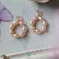 10-12mm White Keshi Pearls Stud with 3-4mm Pink Circular Drop Earring and Pendant Necklace Matching Jewelry Set-MS003-NE