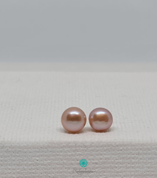 5mm Pink Freshwater Pearls Button in 14K Gold Filled Stud Base-EGM010