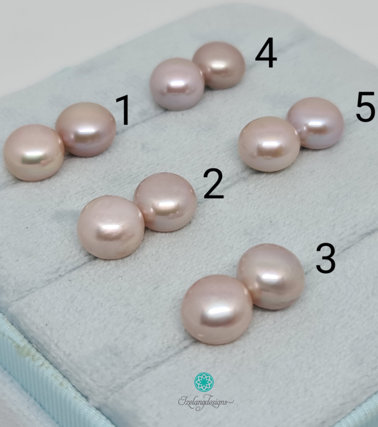 9mm Purple Freshwater Pearls Button in 925 Sterling Silver Stud Base-EGM018