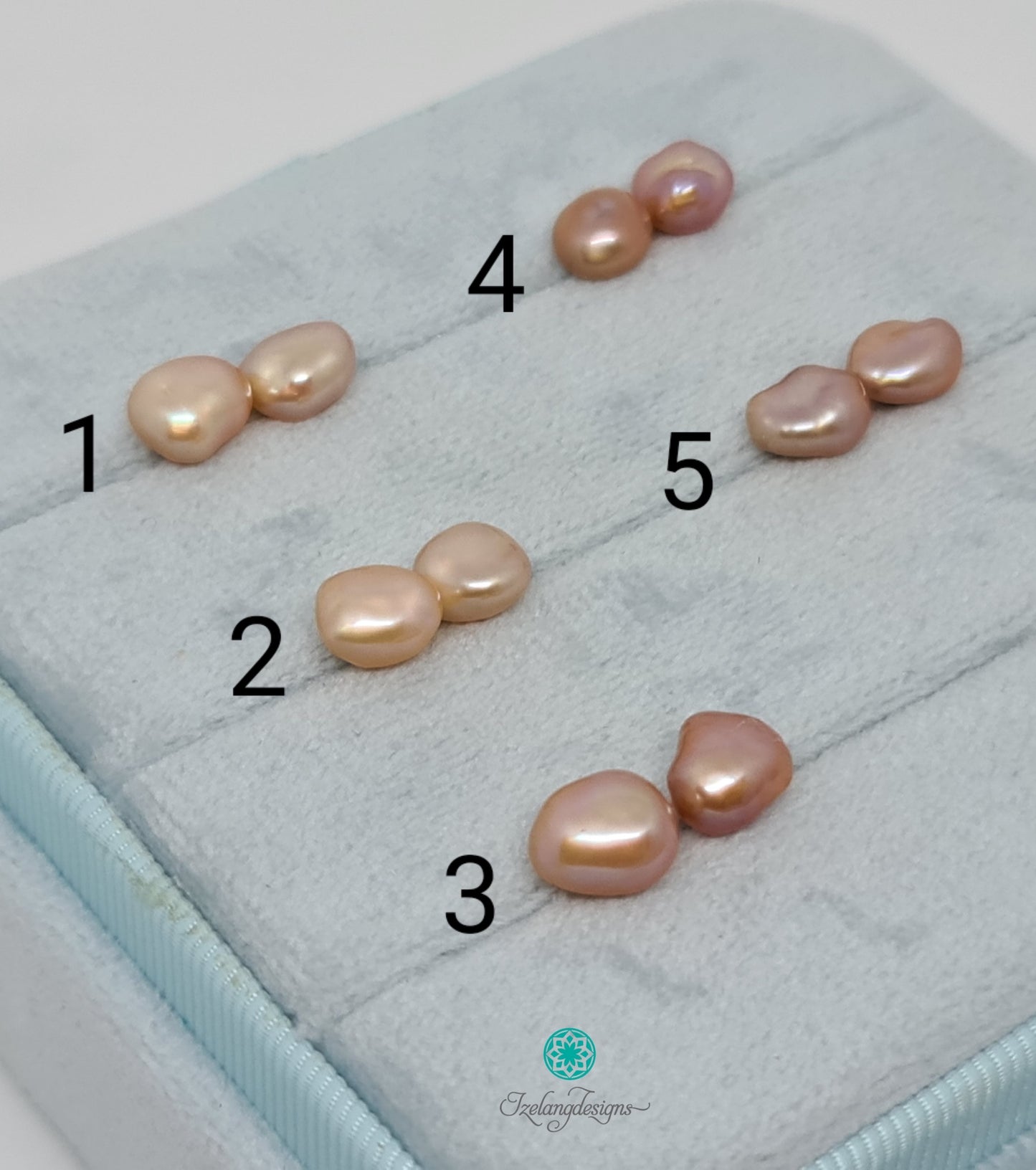 7mm Natural Freshwater Keshi Pearl Stud Earrings Pink-EGM033