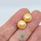 10-10.5mm Golden Yellow Freshwater Pearl Button Stud Earring-EGM058