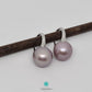 12-13mm Metallic Purple Round Edison Pearls with Plain 925 Sterling Silver Hook-EGM108