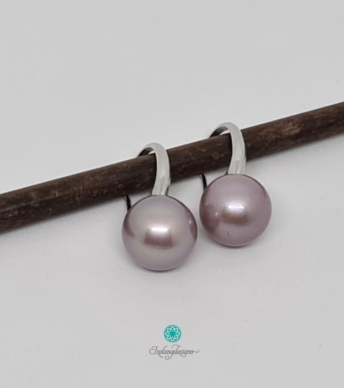 12-13mm Metallic Purple Round Edison Pearls with Plain 925 Sterling Silver Hook-EGM108