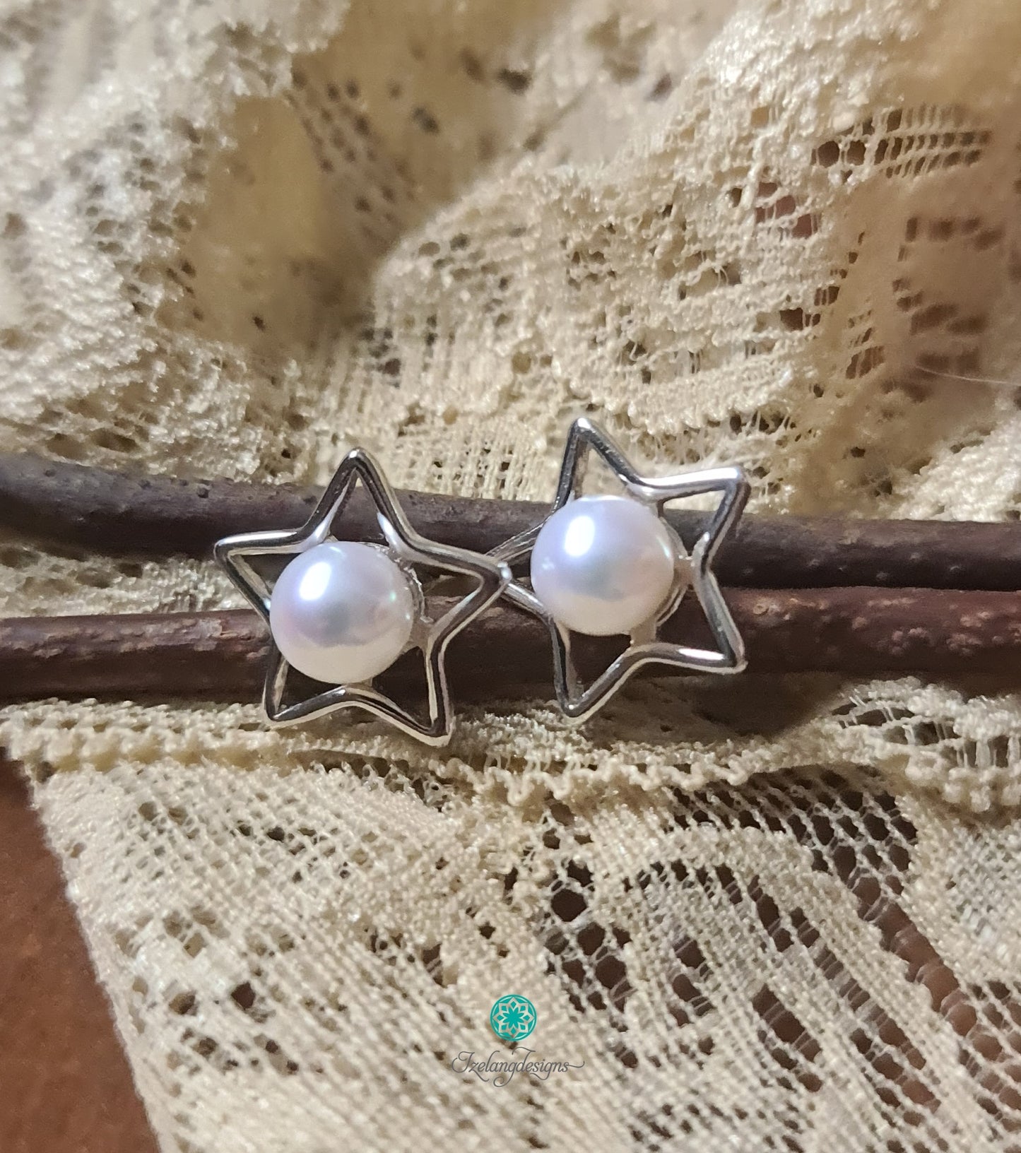 6-6.5mm White Round Akoya Pearls with 925 Sterling Silver Star Stud-EGM118