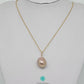 12-13mm Bronze Purple Freshwater Pearl Baroque Through Drilled Pendant Necklace with 14KGF Chain-NE317