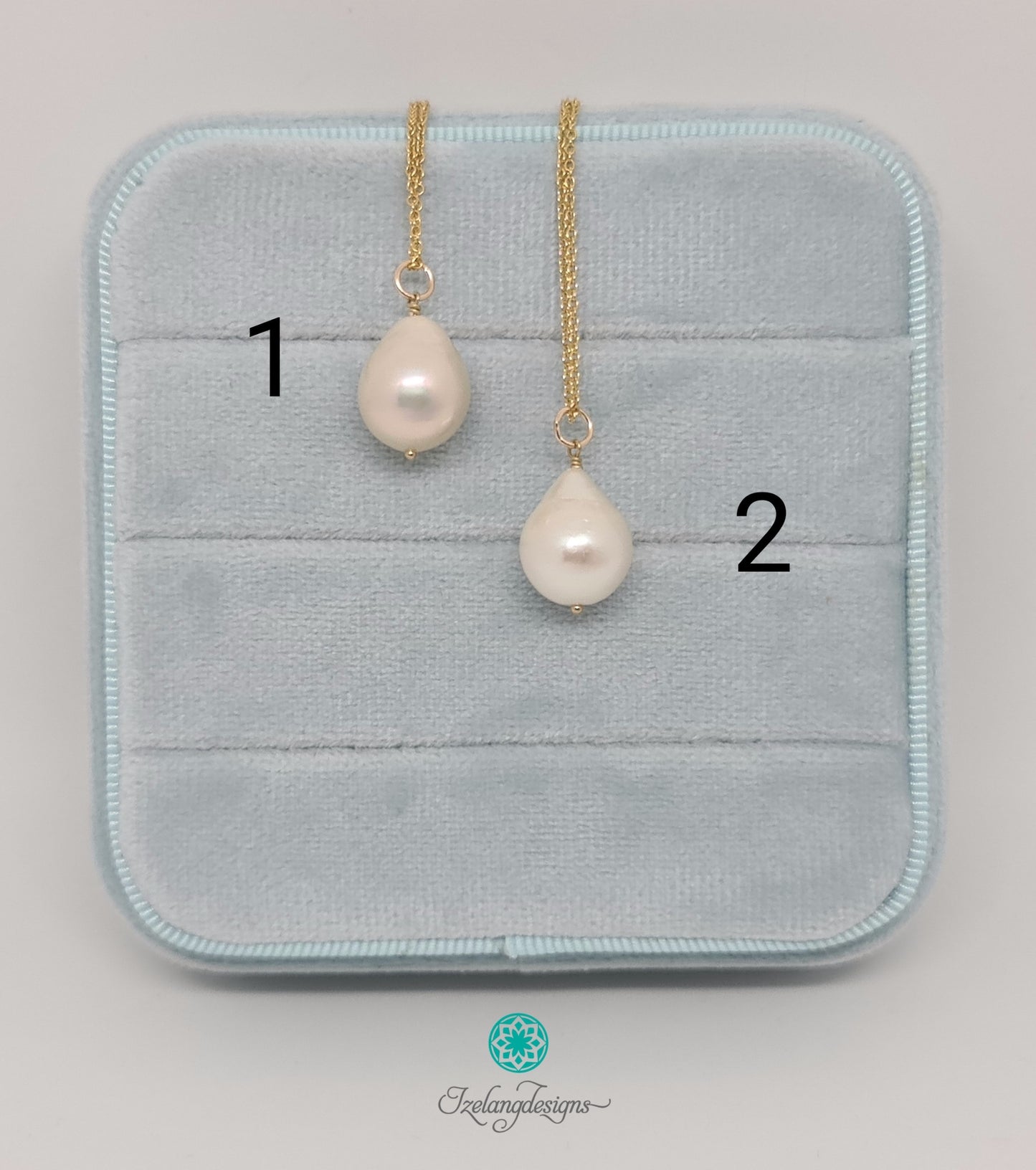 11-12mm White Freshwater Pearl Baroque Through Drilled Pendant Necklace with 14KGF Chain-NE318