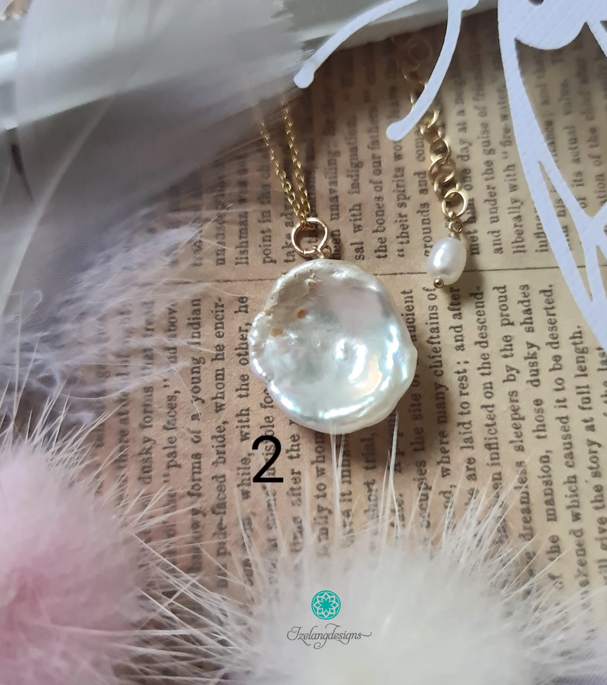 White Keshi Pearl Pendant Necklace with 14K Gold Filled Chain-NE320