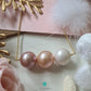 Golden Peach White and Purple Edison Pearl Trio Pendant Necklace with 14K Gold Filled Chain-NE334