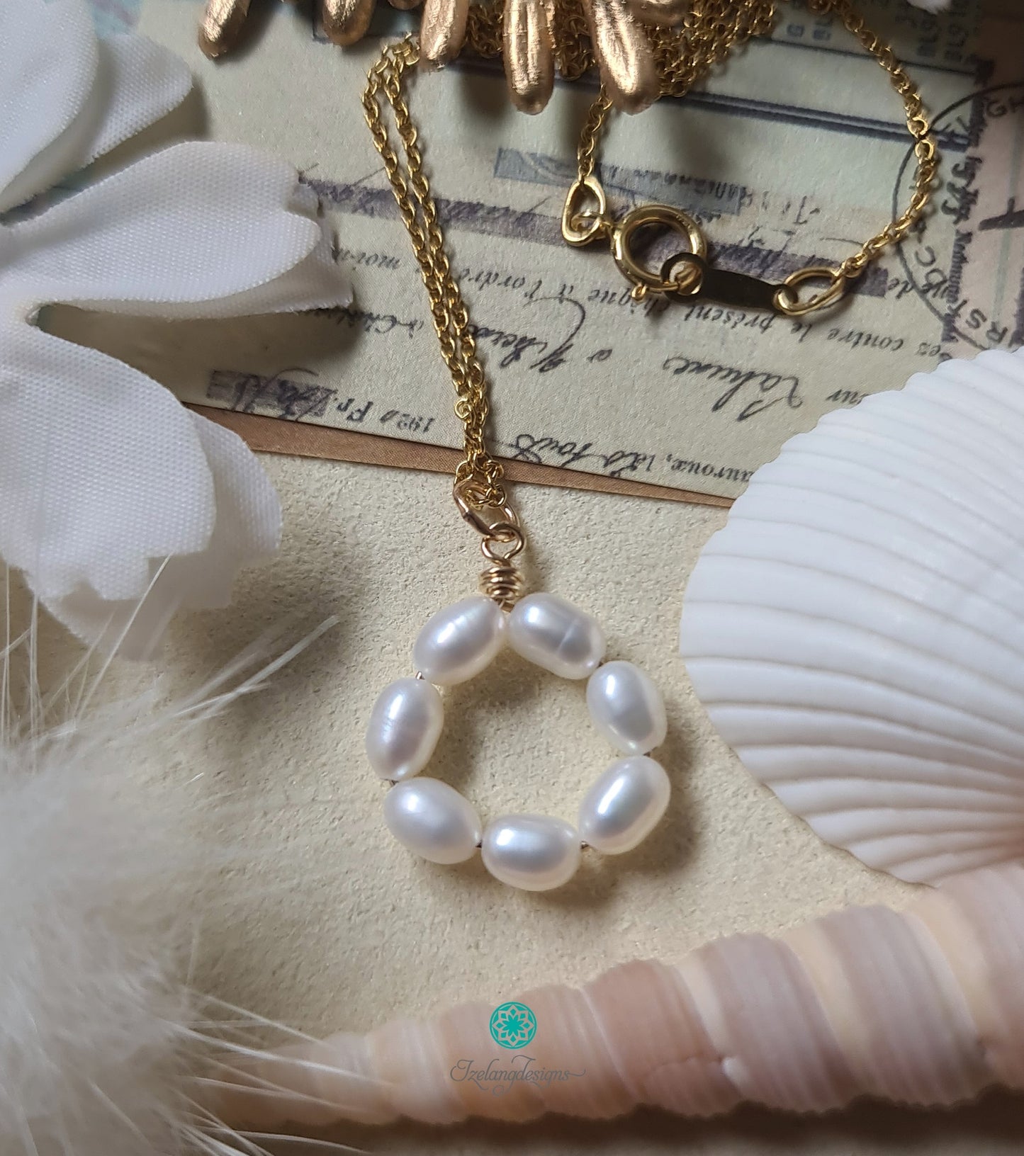 3-4mm White Freshwater Pearls Single Circular Pendant with 14KGF Chain-NE339
