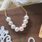 4-4.5mm Round White Freshwater Pearl V Bar Necklace in 14K Gold Filled Chain-NE350