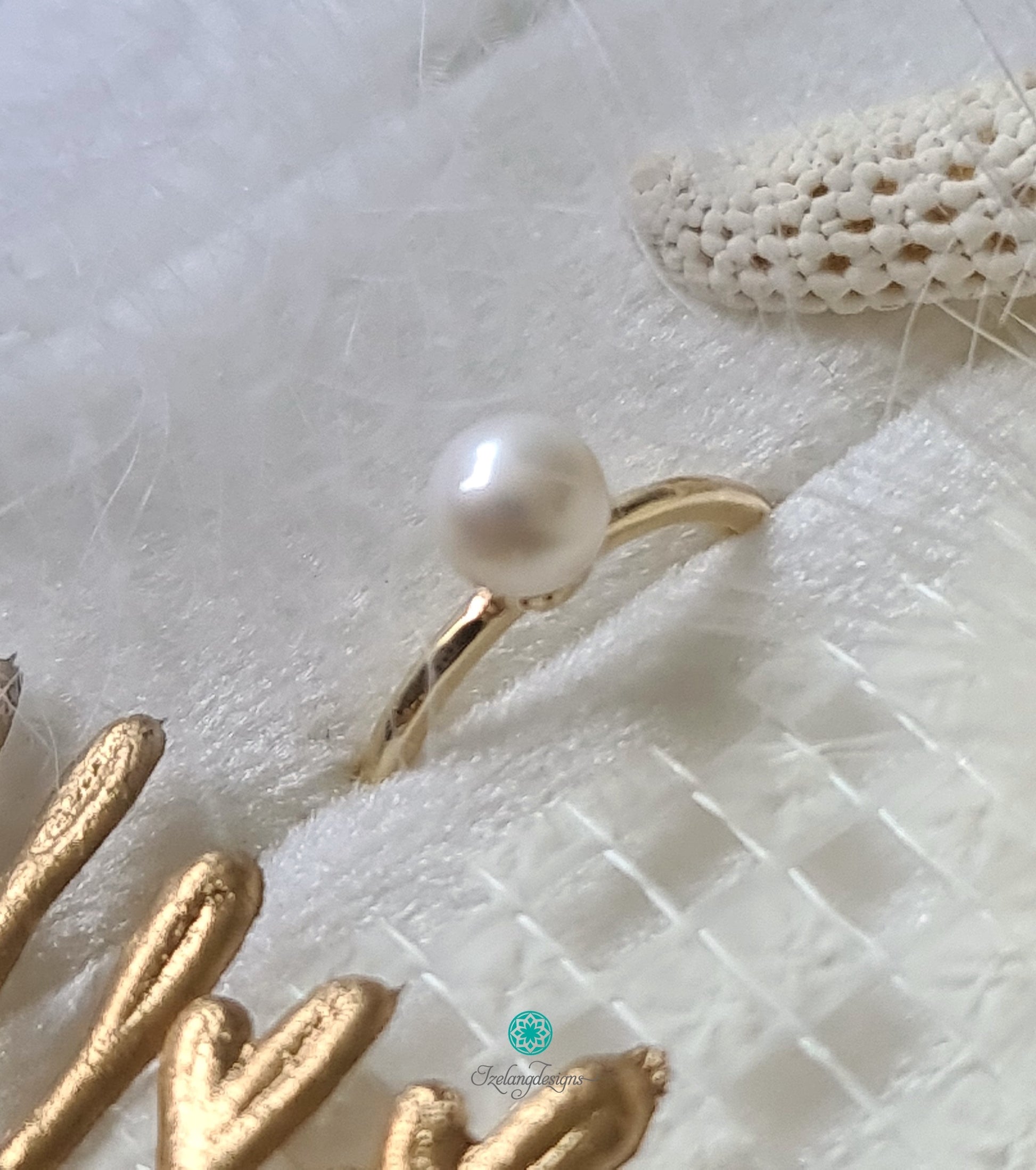 5-5.5mm White Akoya Round Pearls on 14K Gold Plated Single Free Size Ring Setting-RGM002